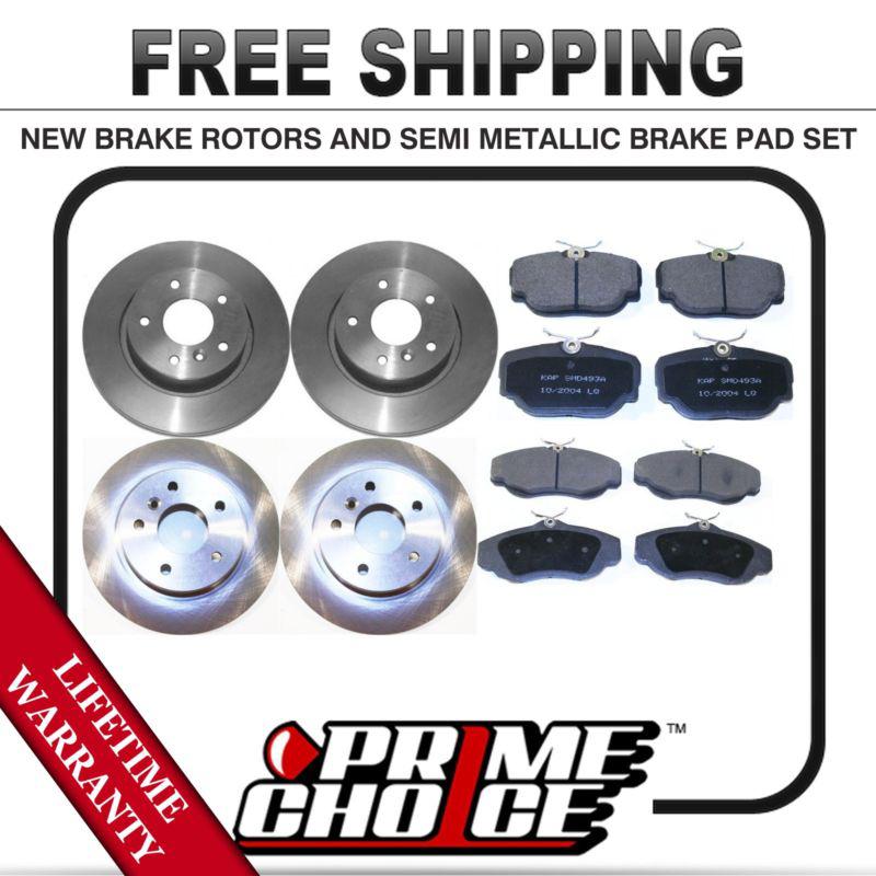 Front + rear kit (4) brake rotors & (8) brake pads with lifetime warranty