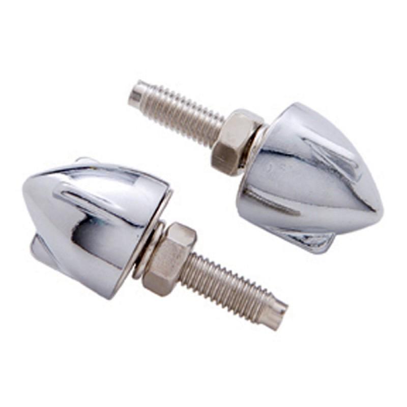 Chrome 6mm bullet nuts (winged) for custom finish, sold in pairs - m6 size