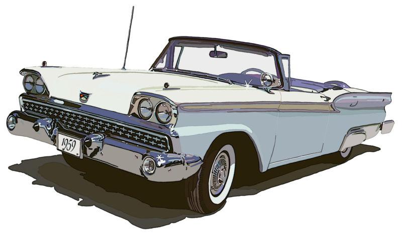 1959 ford galaxie skyliner canvas art print blue white or turquoise white