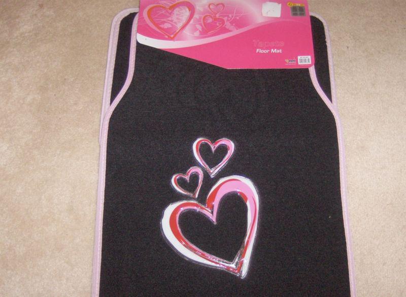 Girly pink & red & white hearts design love story car carpet floor mats car mats