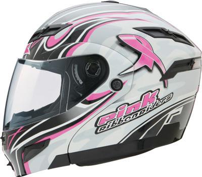 Gmax gm54s modular helmet white/pink ribbon x g1543407 tc-14