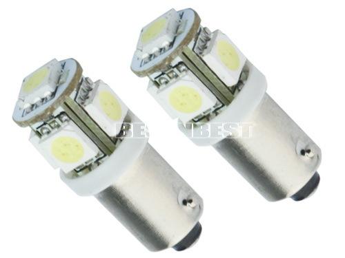 T11 ba9s white 5050 smd 5 led car side light bulb x 2