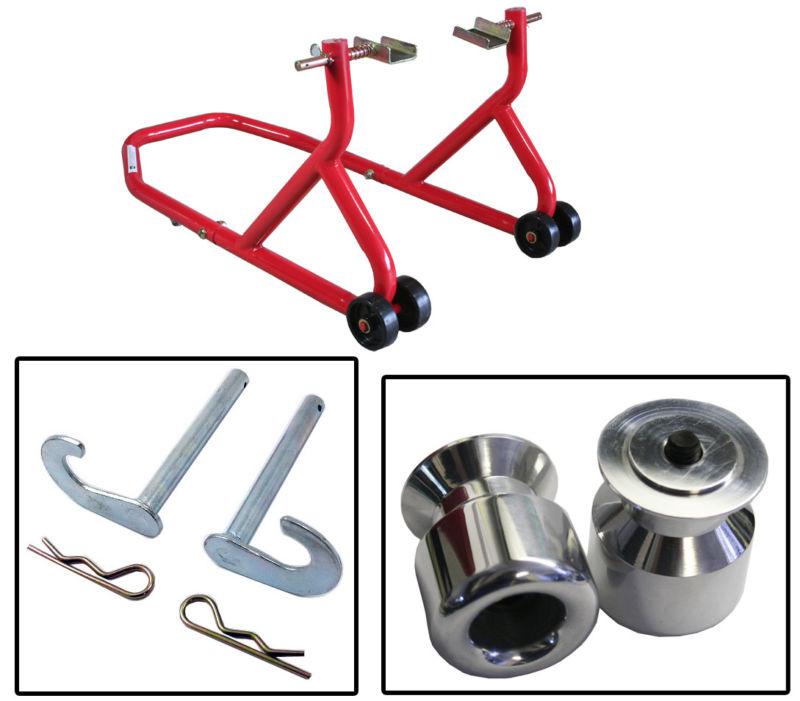 Biketek series 3 red rear stand /w aluminum 10mm slider spools yamaha tzr250 all