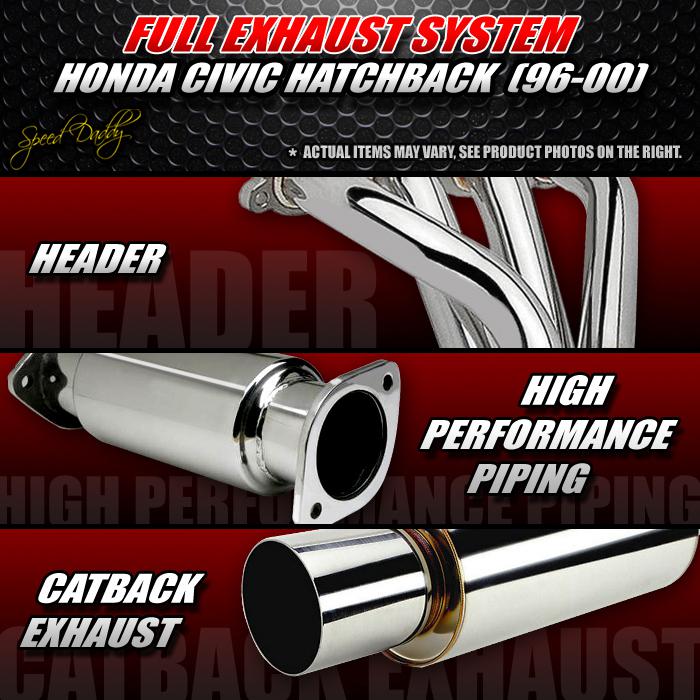 4.5" muffler tip catback/cat back+header+piping exhaust 96-00 civic ek ej em hb