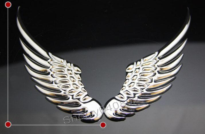 3d chrome silver metal angel wings car auto sticker badge emblem logo decal