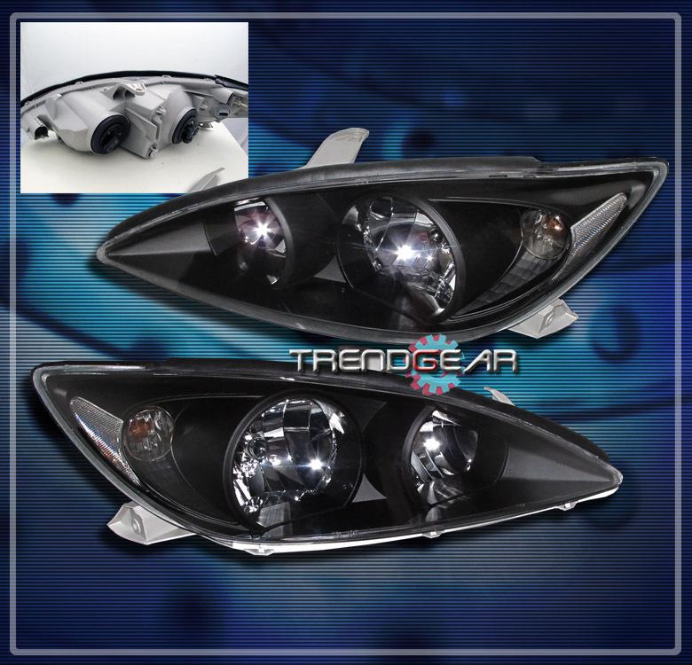 02 03 04 toyota camry sedan 4dr crystal headlight front lamp jdm black le se xle