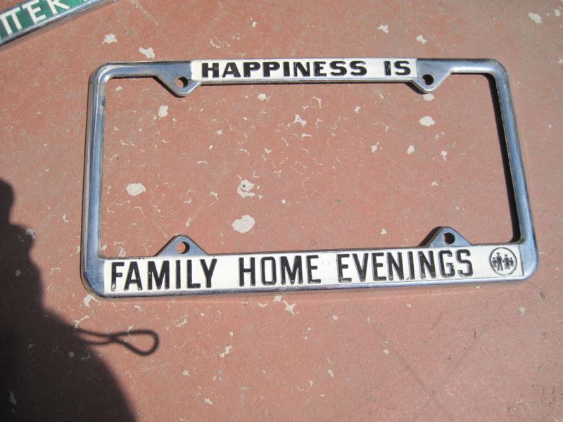 Nos happiness is family home evenings license plate frame car truck vintage