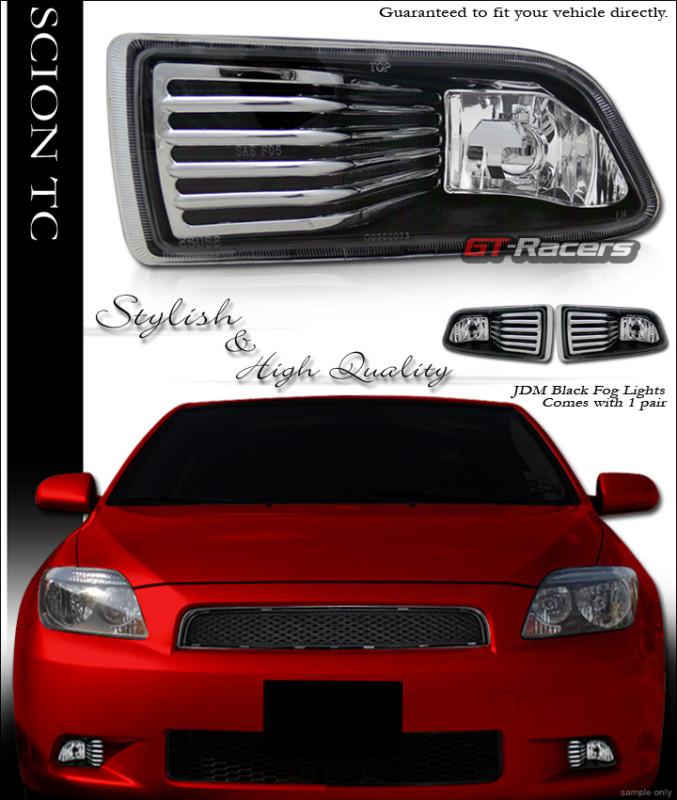 Jdm black crystal front bumper driving fog lights lamps 2004 2005-2010 scion tc