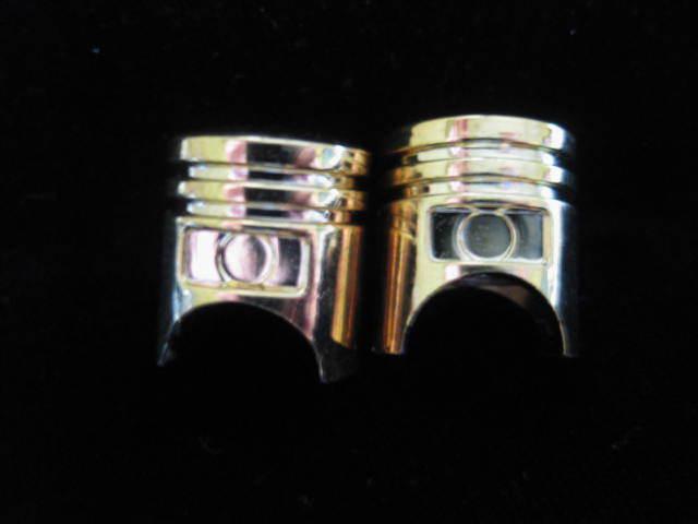 Motorcycle valve stem caps/covers ~  gold pistons  ~  free ship