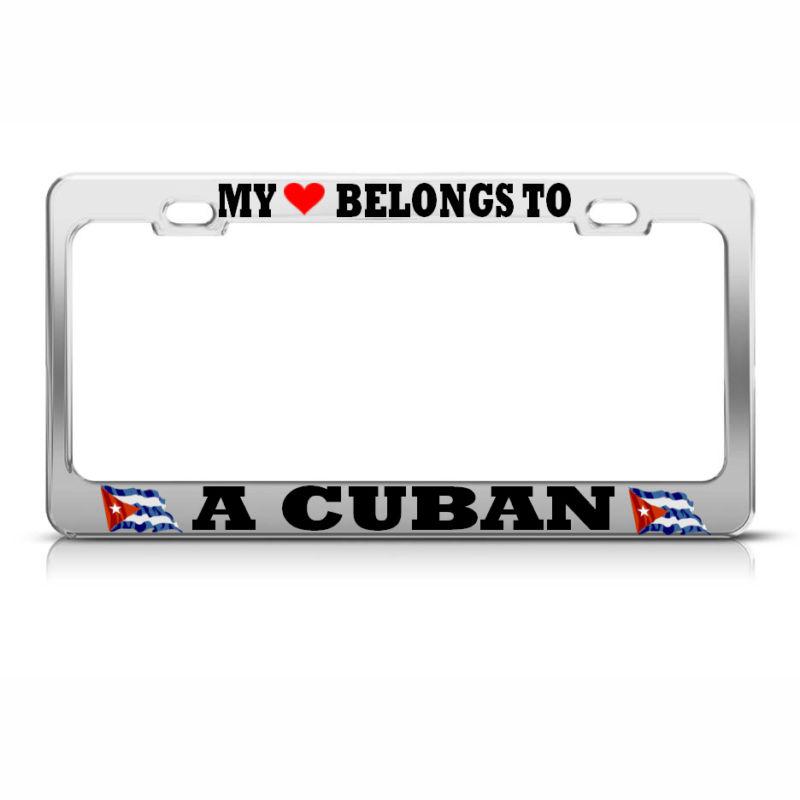 My heart belongs to a cuban license plate frame cuba flag pride suv auto tag