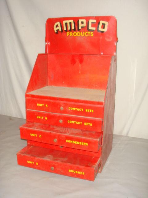 1950's ampco products metal store display w/ nos ignition parts