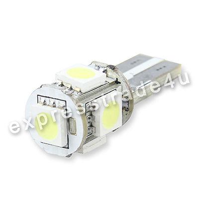 10pcs t10 wedge 5-smd 5050 white led light bulb canbus error free auto lamps