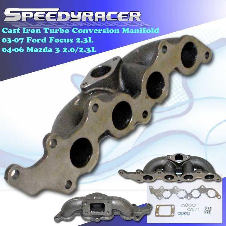  cast iron conversion manifold 03-07 ford focus 2.3l 04-06 mazda 3 2.0/2.3l