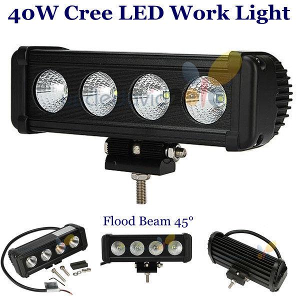 40w 8" cree led work light bar flood beam head lamp offroad 4x4 atv suv jeep