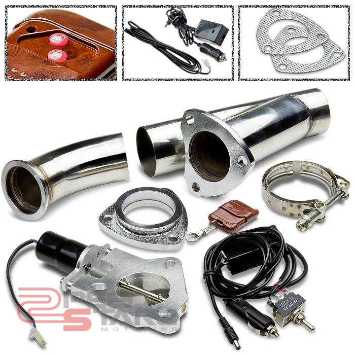 2.5" electric catback exhaust cut out piping kit+remote control+wiring harnesses