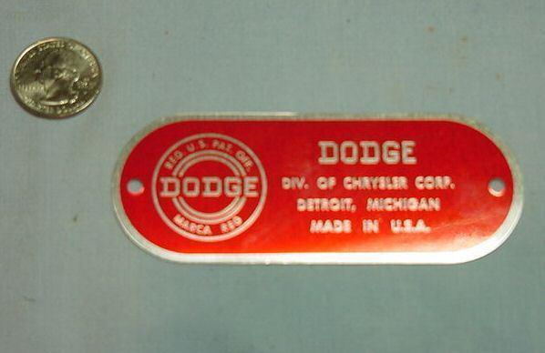 1941 1942 1947 1948 1949 1950 1951 1952 1953 1954 1955  dodge truck firewall tag