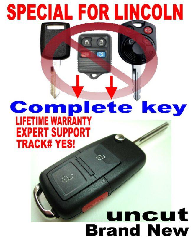 Allin1 flip key remote for lincon keyless entry immobilizer chip fob clicker 3bt