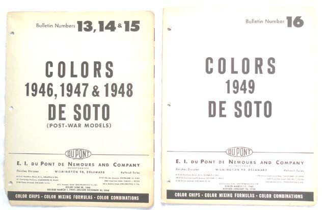 1946 - 1949 desoto dupont color paint chip charts all models original mopar 