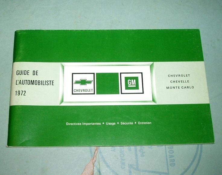 1972 chevrolet gm canada nos french impala chevelle monte carlo owners manual ss