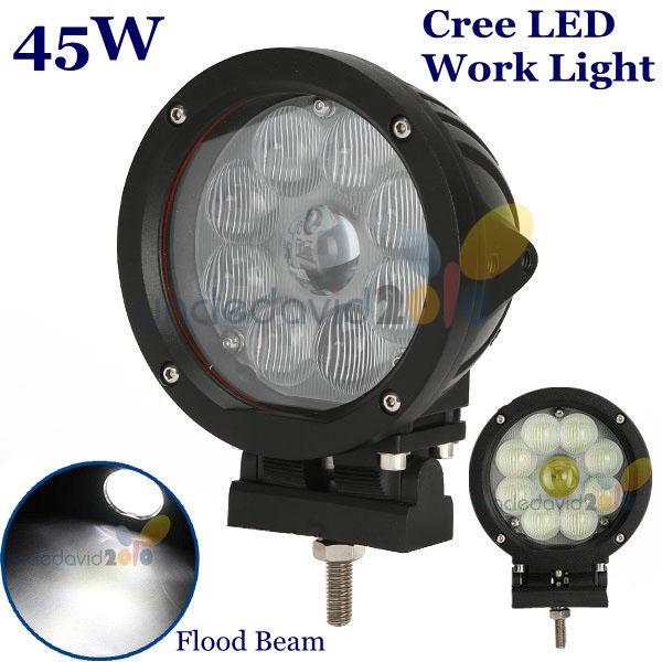 45w cree led work light flood driving offroad lamp 4wd 4x4 atv suv ip68 12v 24v