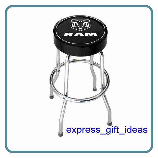 *new* bar stool 14" cushion chrome plated legs non-swivel dodge ram logo 27" h