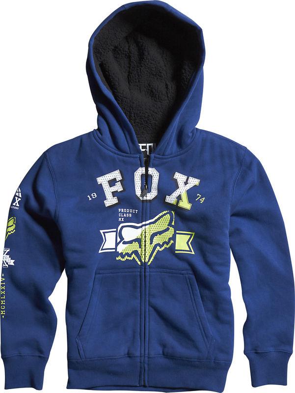 Fox boys ketter sherpa midnight zip-up hoody sweatshirt mx 2014 blue white