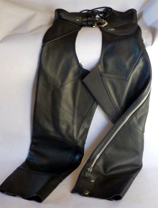 Lady's harley davidson black leather motorcycle chaps - 98480-98vw - size small