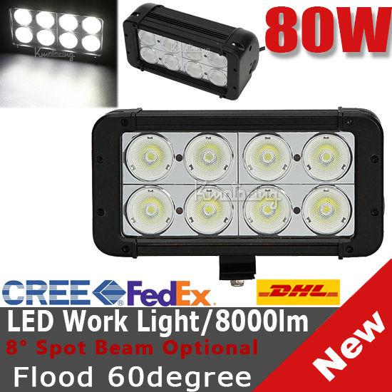 80w cree flood beam led work offroad light bar driving lamp 4wd 4x4 ute pickup 