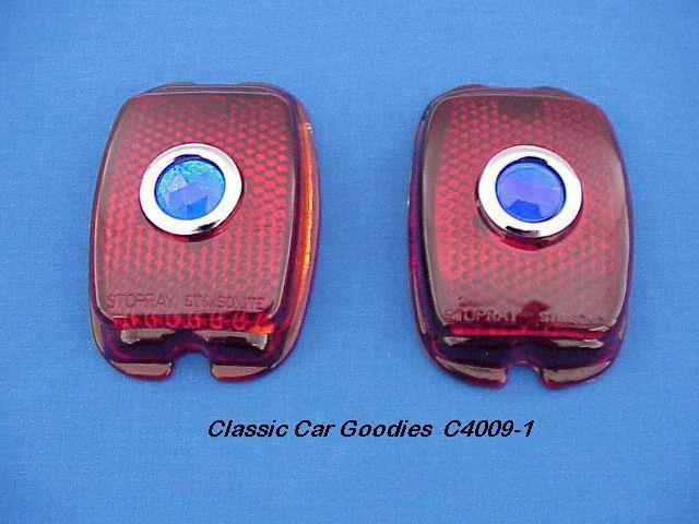 1937-1938 chevy glass tail light lenses (2) blue dots