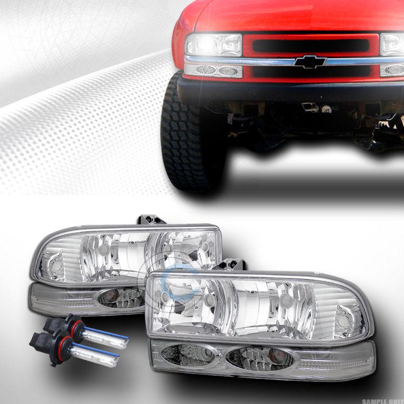 6000k hid xenon chrome head lights+signal bumper yd 98-04 chevy s10 blazer/truck