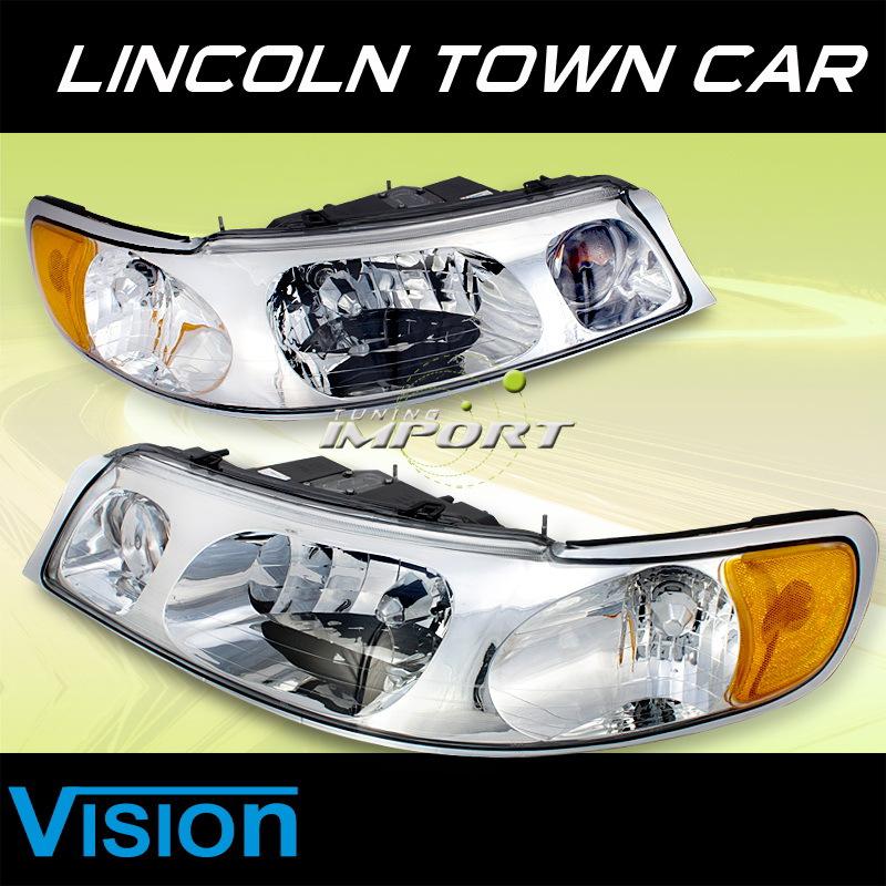 Base/cartier/excutive/signature vision chrome replacement headlights pair set