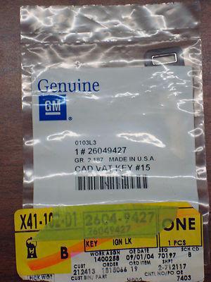 Gm cadillac oem 26049427 vats key #15 nos