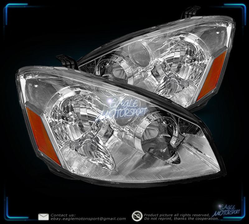 2002-2004 nissan altima crystal chrome clear headlights head lamps assembly