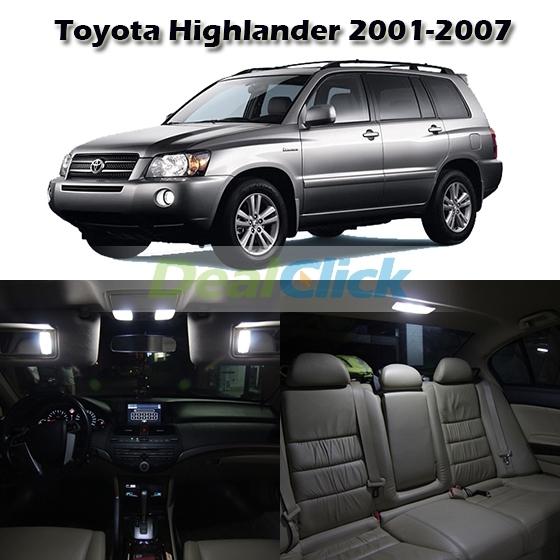 9 white led interior light package for toyota highlander 2001-2007 w/free tool