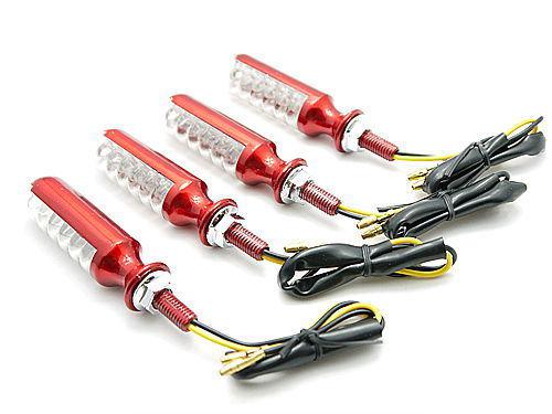 4 pcs motorcycle red universal 12 led turn signal indicator blinker light amber