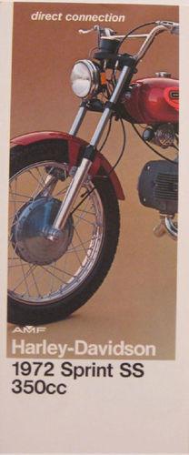 1972 harley-davidson original sprint ss 350cc brochure 72