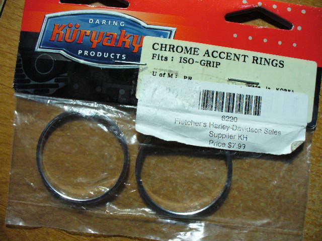 Kuryakyn knurled accent rings chrome (pr) 6220 for iso grips