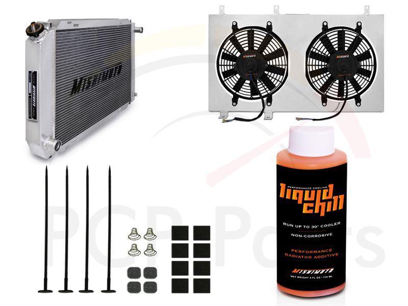 Mishimoto 79-93 mustang manual tran cooling kit dual fans radiator liquid chill 