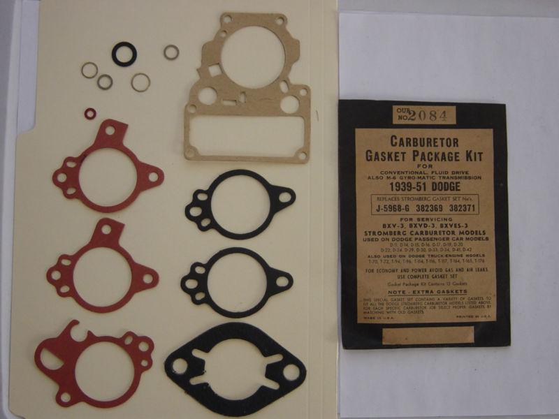 Carb gasket set for 1939-51 dodge with stromberg bxv-3 bxvd-3 bxves-3 carburetor