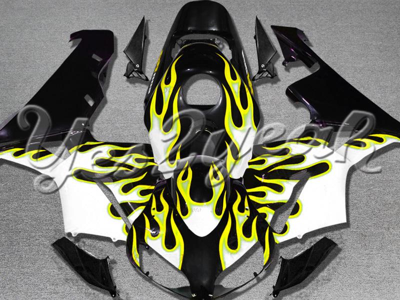 Injection molded fit 2003 2004 cbr600rr 03 04 flames yellow black fairing zn229