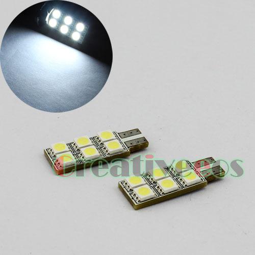 2x t10 194 w5w smd 5050 6leds car interior panel led wedge dome light lamp bulb