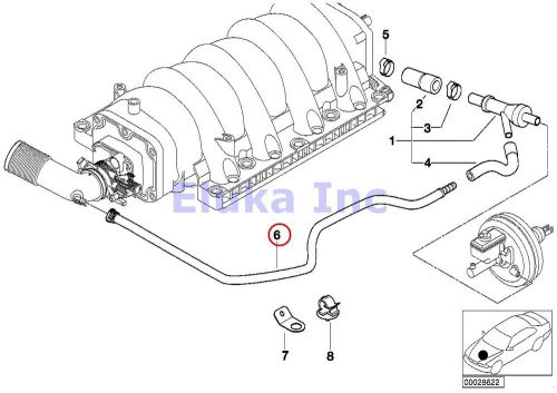 Bmw genuine vacuum pipe - intake boot to brake booster vacuum valve hose e38 e39