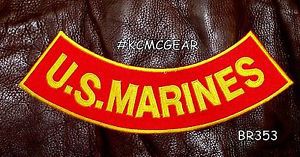 U.s. marines yellow iron and sew on bottom rocker patch for biker jacket br353sk