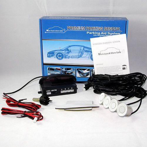 Dc 12 v white car led display 4 sensors reverse radar human voice alert system