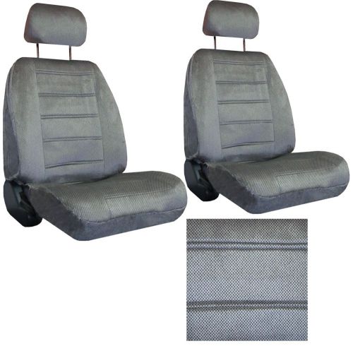 Grey gray interwoven weave car seat covers 2 seatcovers w/ 2 head rests 40-120-3