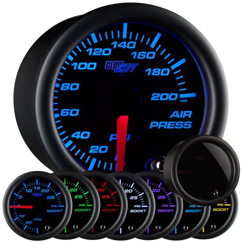 2 1/16&#034; glowshift tinted air pressure psi suspension gauge w 7 color leds