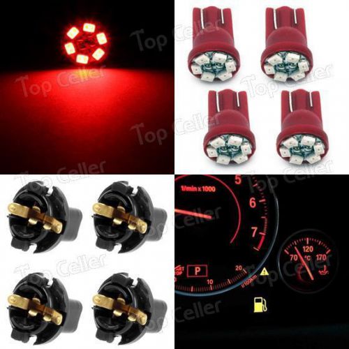 4xt10 red led 194 socket instrument panel cluster bulb dashboard plug t10 smd