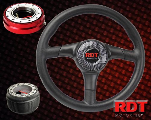 317mm carbon fiber style steering wheel+red release+hub for 90-93 honda accord