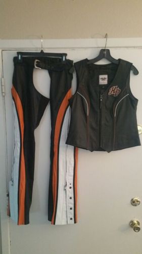 Genuine cowhide leather authorized harley davidson womens vest and chaps