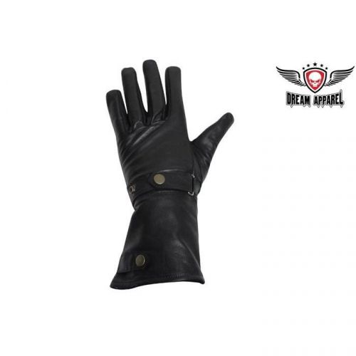 Long leather summer motorcycle glove